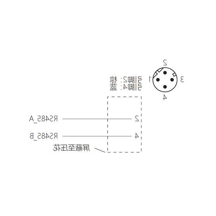 M12 4Pin D-coded、公头直型、单端预铸PVC非柔性电缆、黑色护套、64SD37-XXX